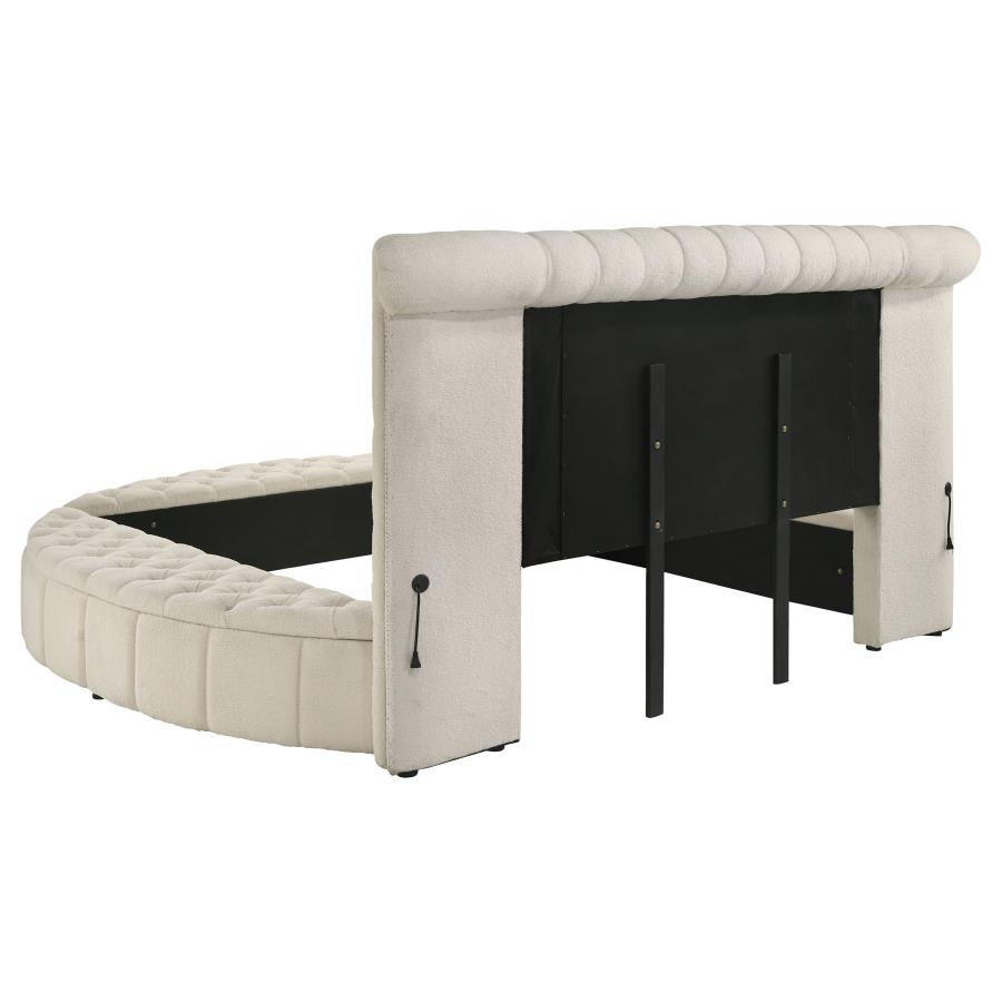 (image for) Sonya Upholstered Queen Round Storage Bed Ivory