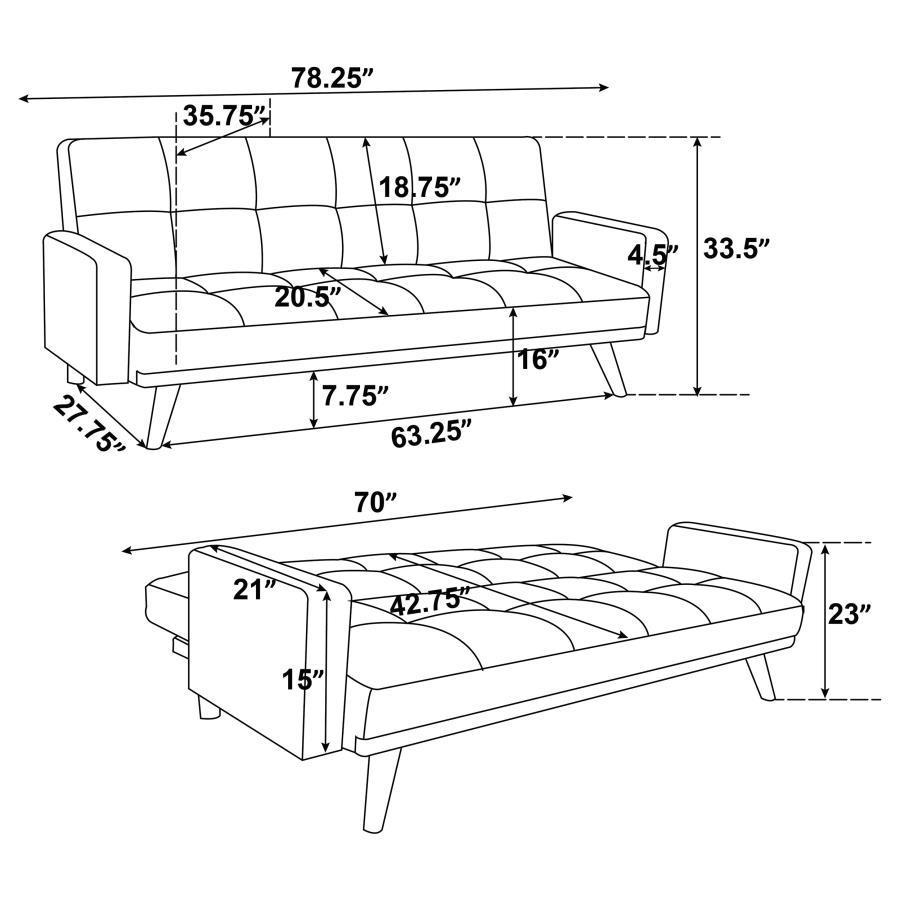 (image for) Kourtney Upholstered Tufted Convertible Sofa Bed Terracotta