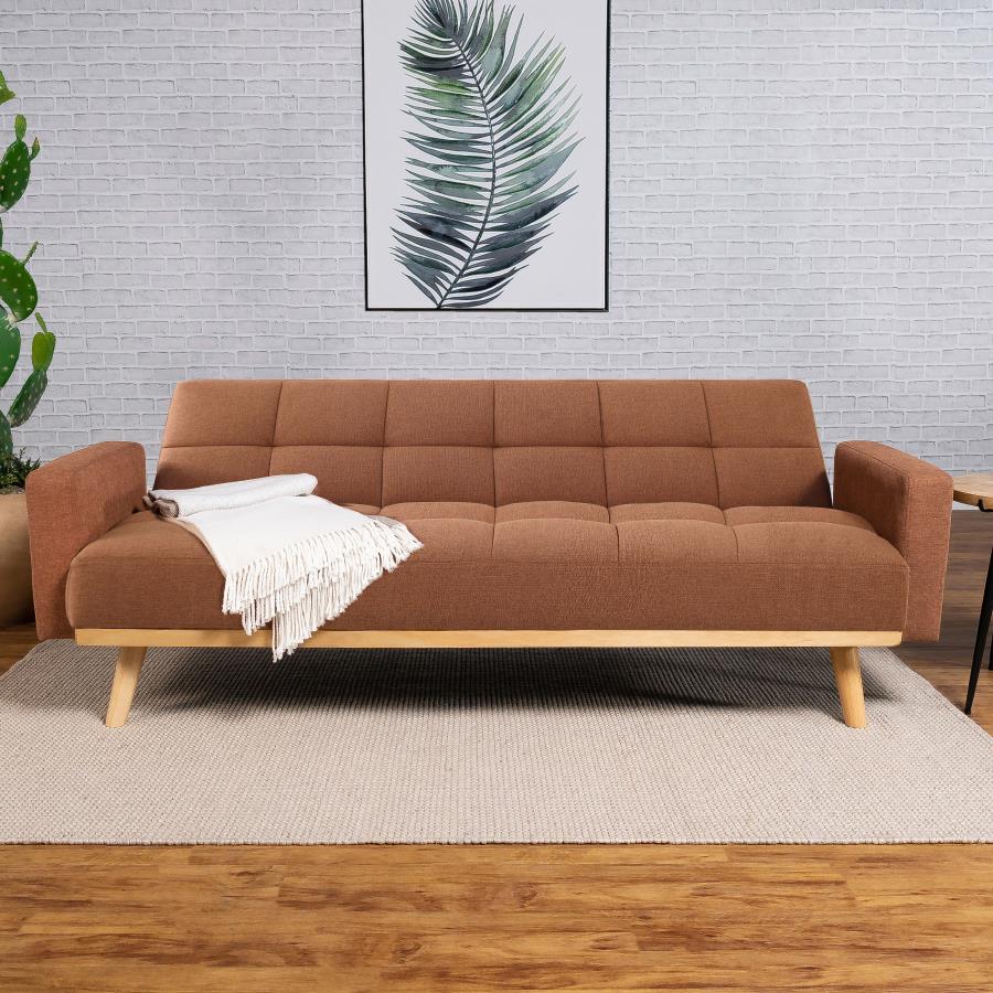 (image for) Kourtney Upholstered Tufted Convertible Sofa Bed Terracotta