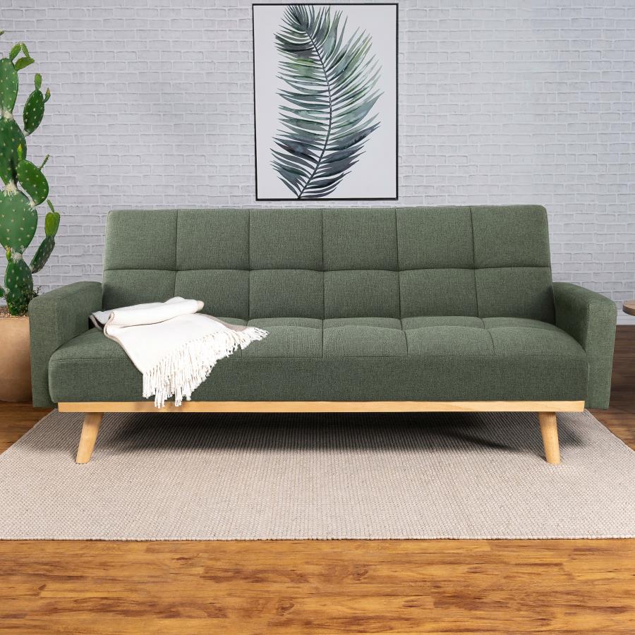 (image for) Kourtney Upholstered Tufted Convertible Sofa Bed Sage Green