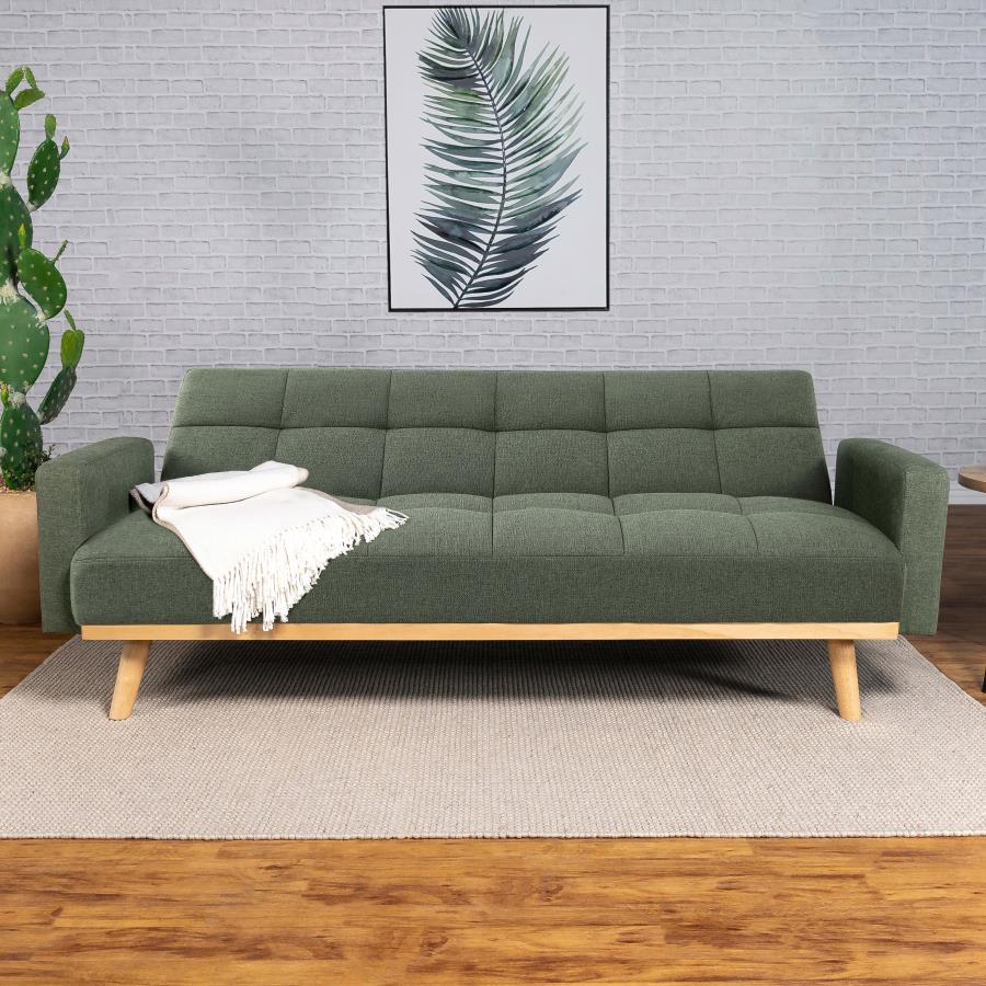 (image for) Kourtney Upholstered Tufted Convertible Sofa Bed Sage Green