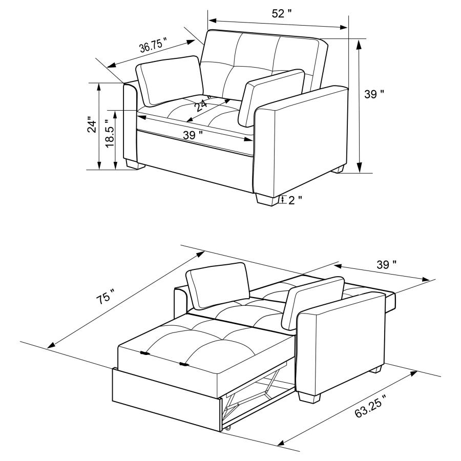 (image for) Edith Upholstered Convertible Sleeper Sofa Bed Beige