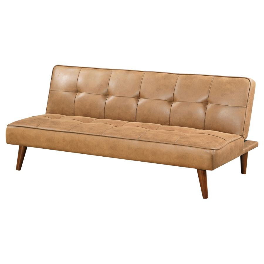 (image for) Jenson Upholstered Tufted Convertible Sofa Bed Saddle Brown