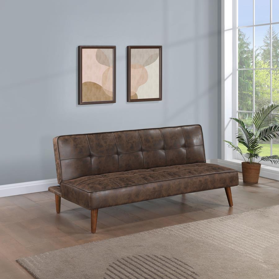 (image for) Jenson Upholstered Tufted Convertible Sofa Bed Dark Coffee