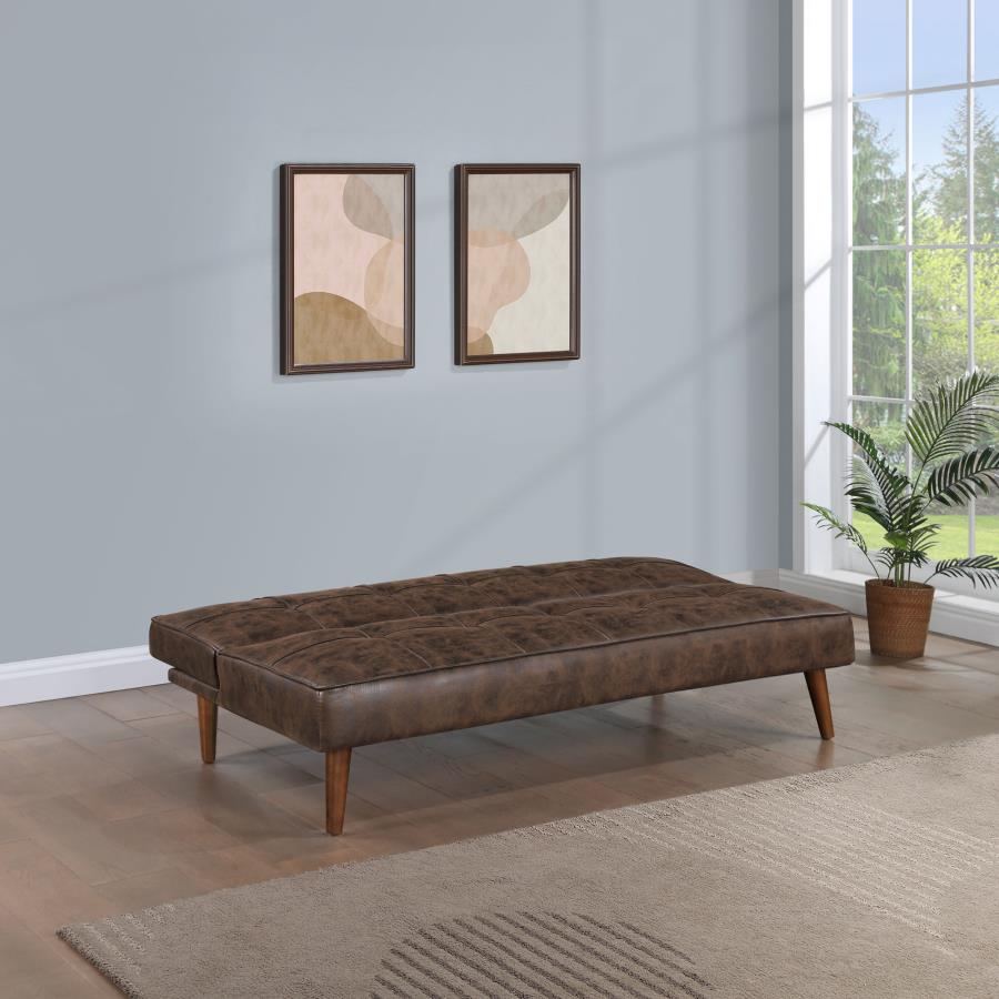 (image for) Jenson Upholstered Tufted Convertible Sofa Bed Dark Coffee