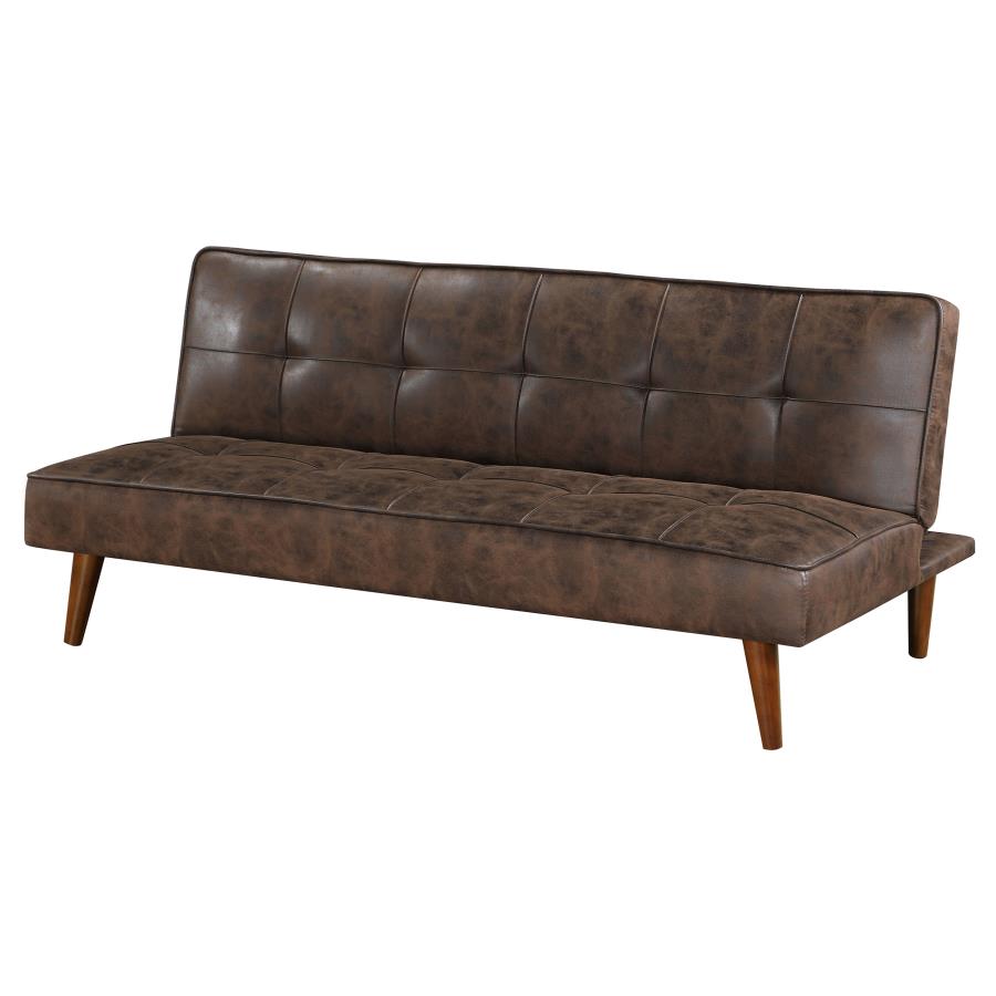 (image for) Jenson Upholstered Tufted Convertible Sofa Bed Dark Coffee