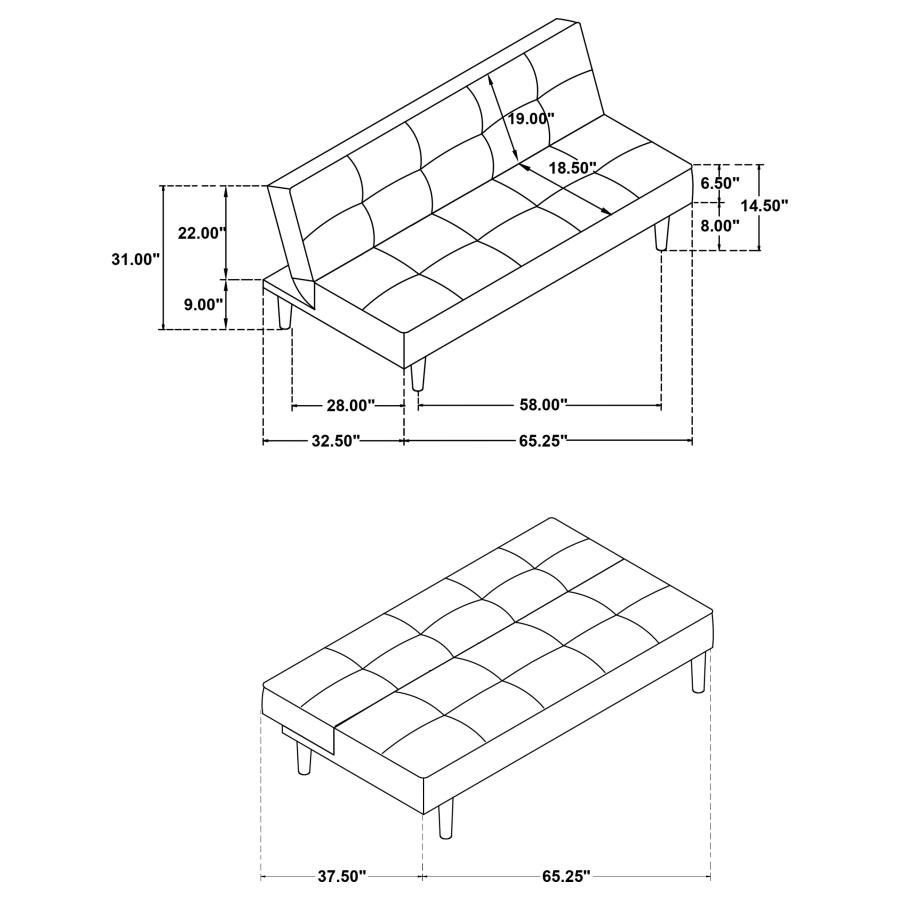 (image for) Stanford Upholstered Tufted Convertible Sofa Bed Black