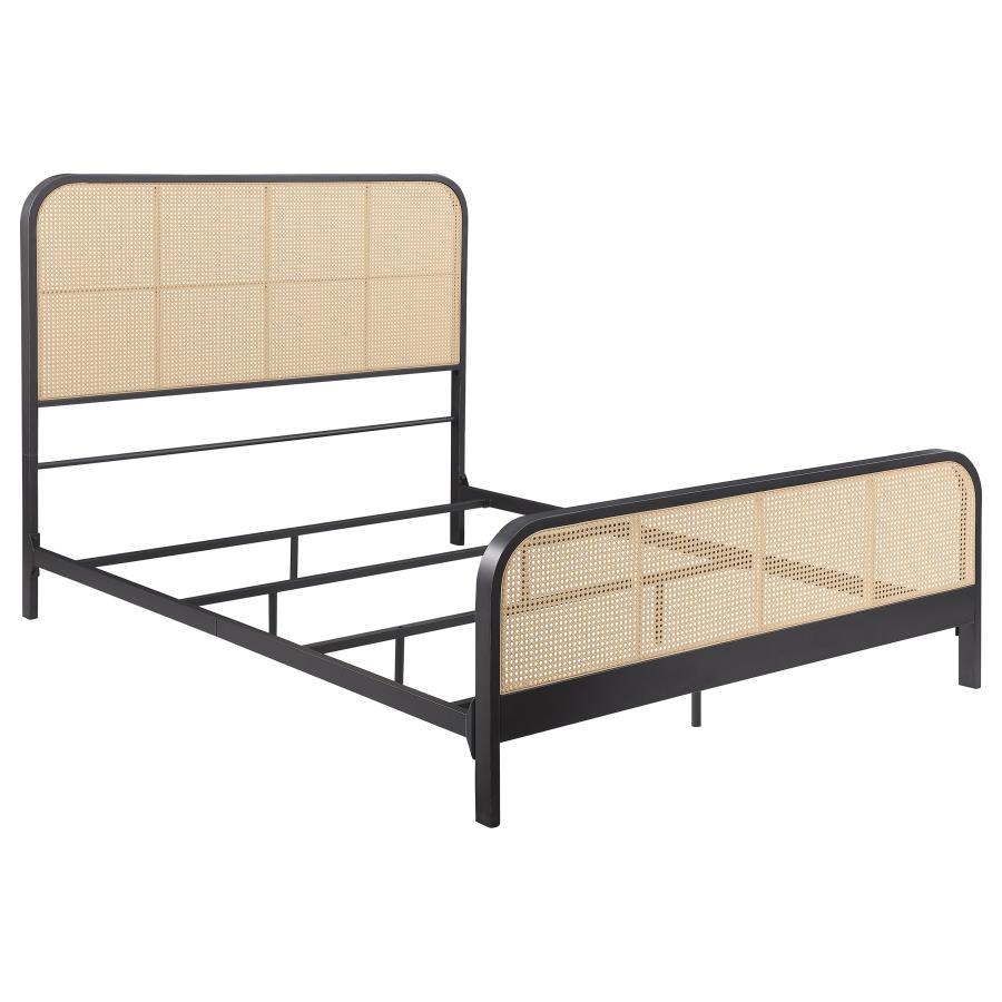 (image for) Lanewood Open Cane Webbing Metal Eastern King Bed Black - Click Image to Close