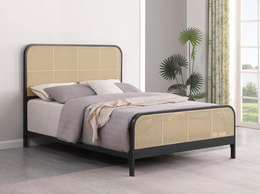 (image for) Lanewood Open Cane Webbing Metal Queen Bed Black