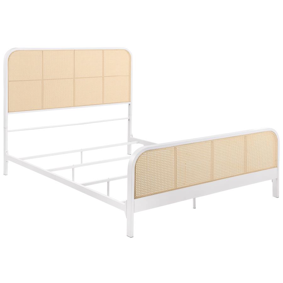 (image for) Lanewood Open Cane Webbing Metal Eastern King Bed White - Click Image to Close