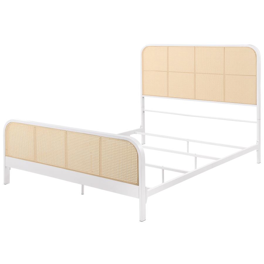 (image for) Lanewood Open Cane Webbing Metal Queen Bed White