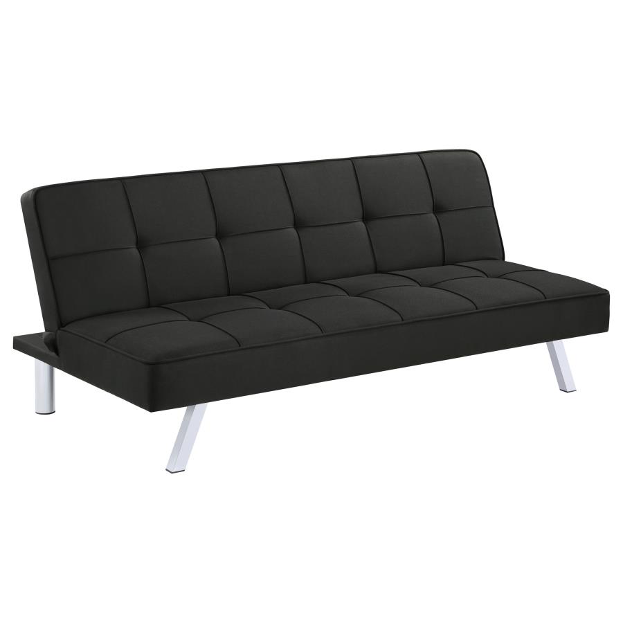 (image for) Joel Upholstered Tufted Convertible Sofa Bed Black - Click Image to Close