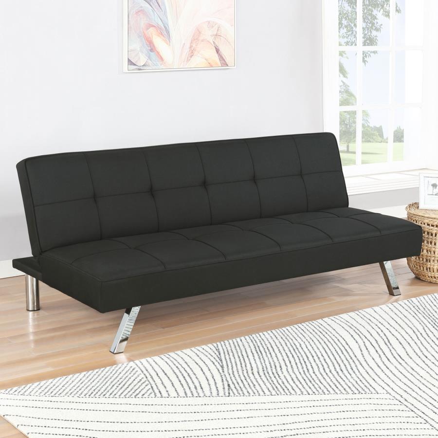 (image for) Joel Upholstered Tufted Convertible Sofa Bed Black