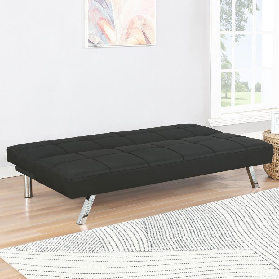 (image for) Joel Upholstered Tufted Convertible Sofa Bed Black