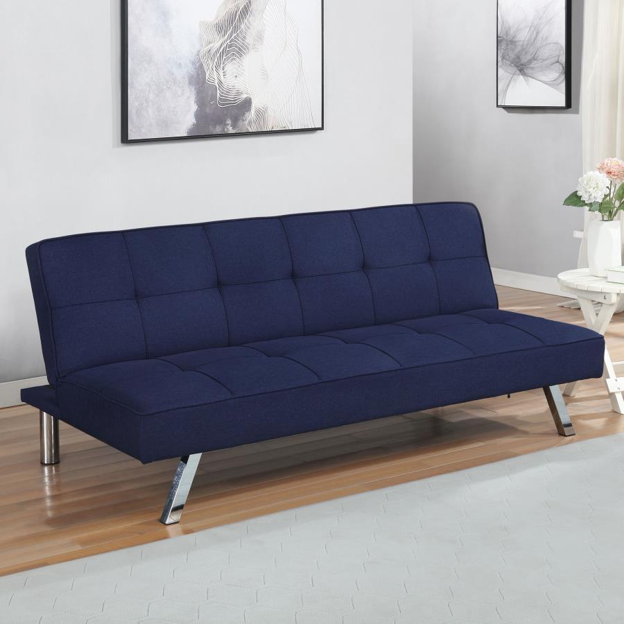 (image for) Joel Upholstered Tufted Convertible Sofa Bed Blue