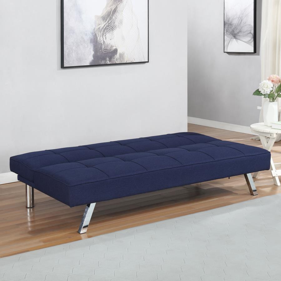 (image for) Joel Upholstered Tufted Convertible Sofa Bed Blue