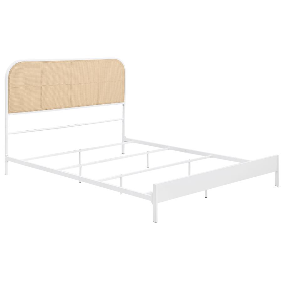 (image for) Amherst Radio Weave Rattan Metal Queen Bed White