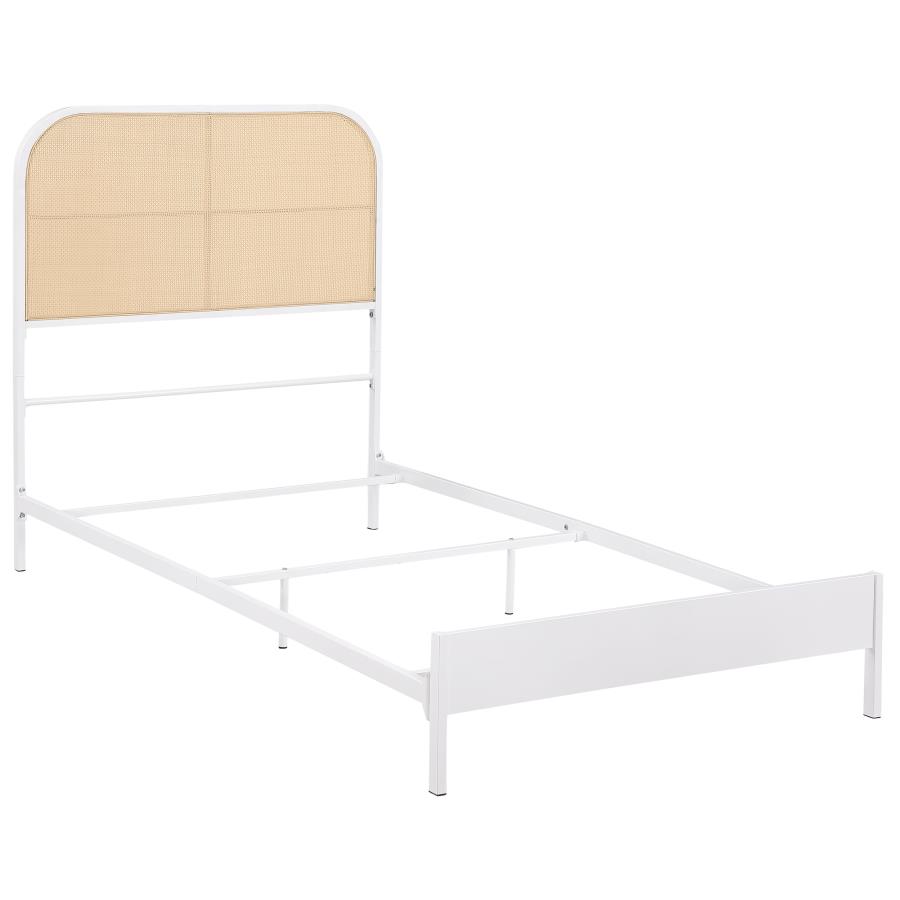 (image for) Amherst Radio Weave Rattan Metal Twin Bed White - Click Image to Close