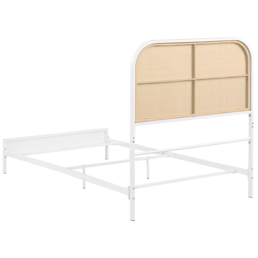 (image for) Amherst Radio Weave Rattan Metal Twin Bed White