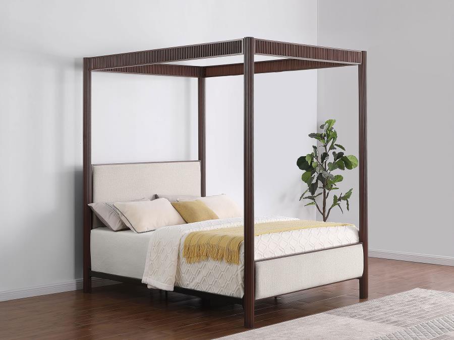 (image for) Zimmerlee 89-inch Metal Eastern King Canopy Bed Rust Brown