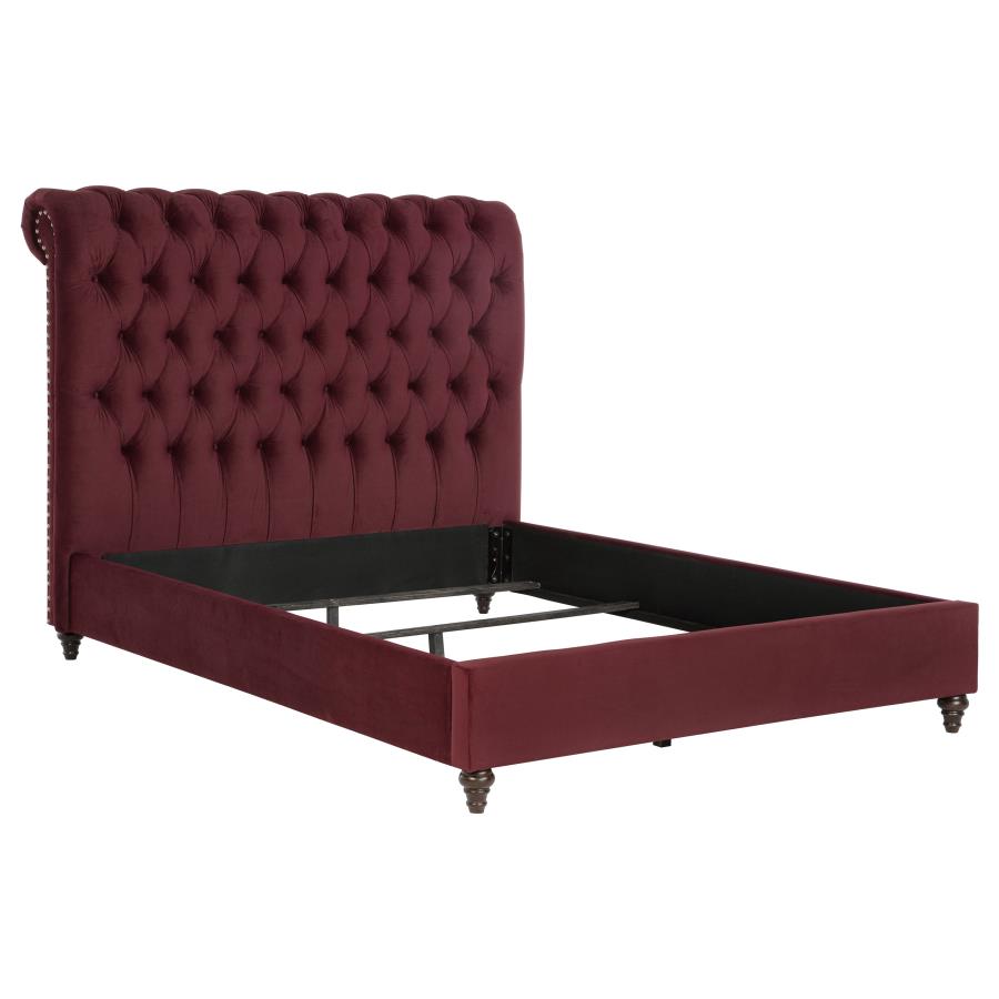 (image for) Devon 57-inch Upholstered Full Panel Bed Wine Red