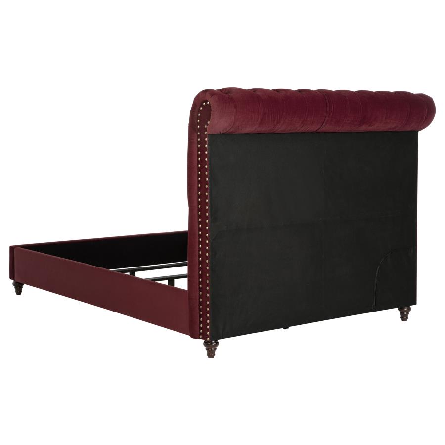 (image for) Devon 57-inch Upholstered California King Panel Bed Wine Red