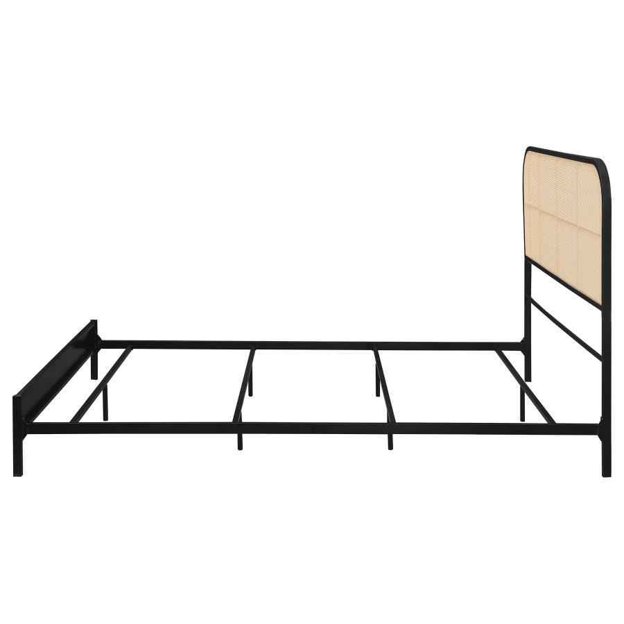 (image for) Amherst Radio Weave Rattan Metal Eastern King Bed Black