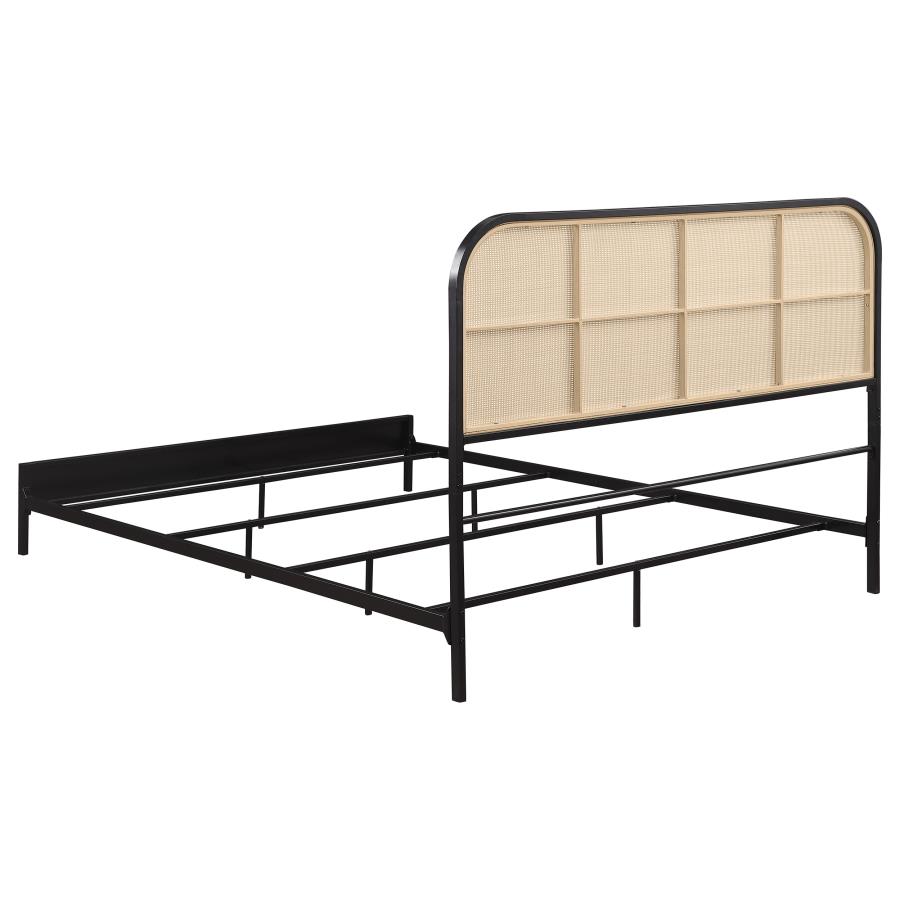 (image for) Amherst Radio Weave Rattan Metal Eastern King Bed Black