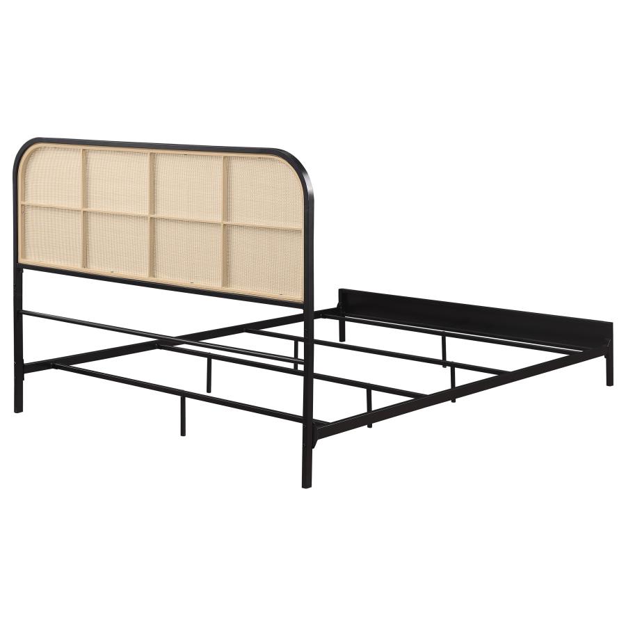 (image for) Amherst Radio Weave Rattan Metal Eastern King Bed Black