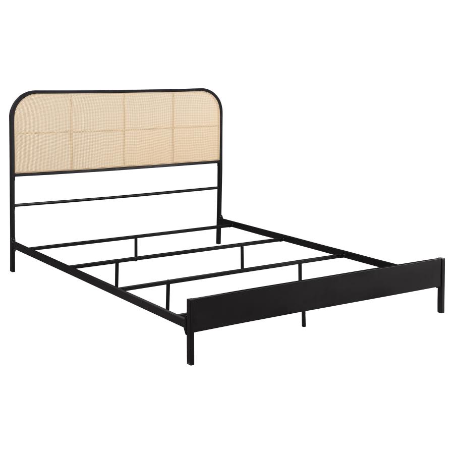 (image for) Amherst Radio Weave Rattan Metal Queen Bed Black - Click Image to Close