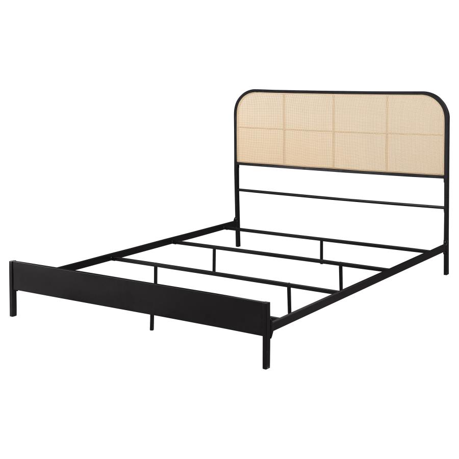 (image for) Amherst Radio Weave Rattan Metal Queen Bed Black