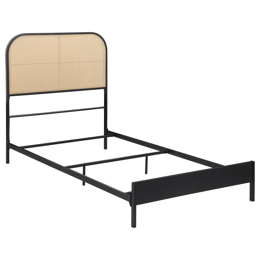 (image for) Amherst Radio Weave Rattan Metal Full Bed Black