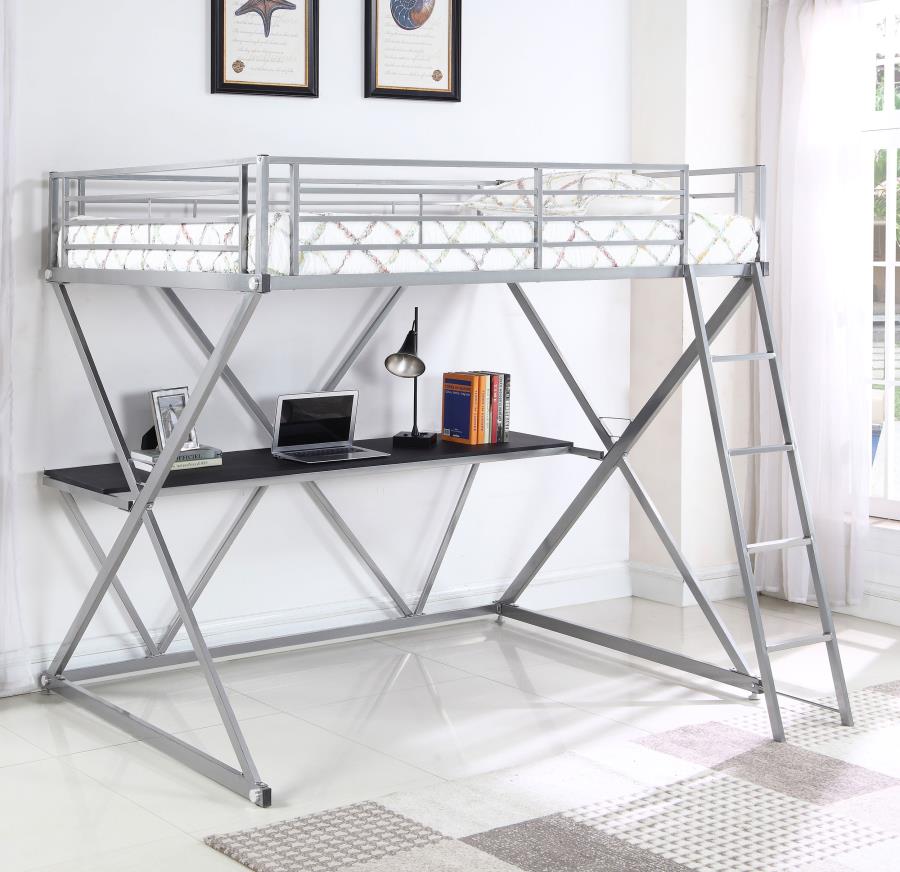 (image for) Hyde Metal Full Workstation Loft Bed Silver