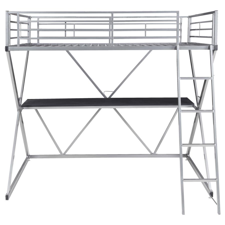 (image for) Hyde Metal Full Workstation Loft Bed Silver