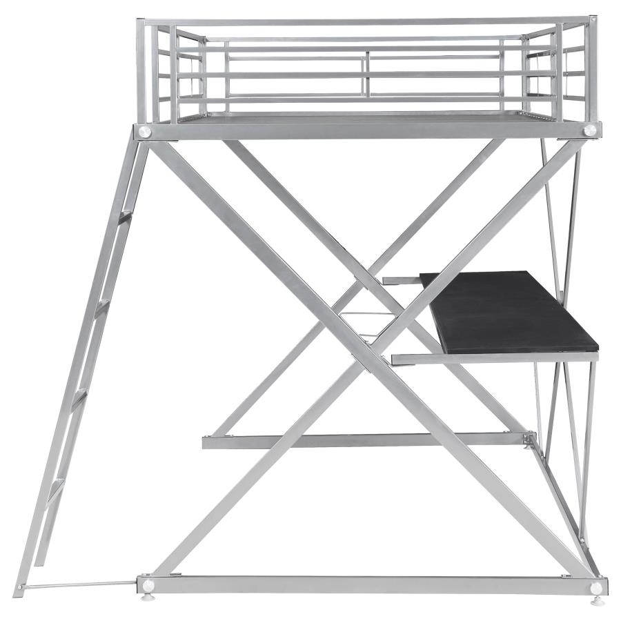 (image for) Hyde Metal Full Workstation Loft Bed Silver