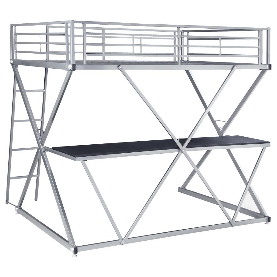 (image for) Hyde Metal Full Workstation Loft Bed Silver