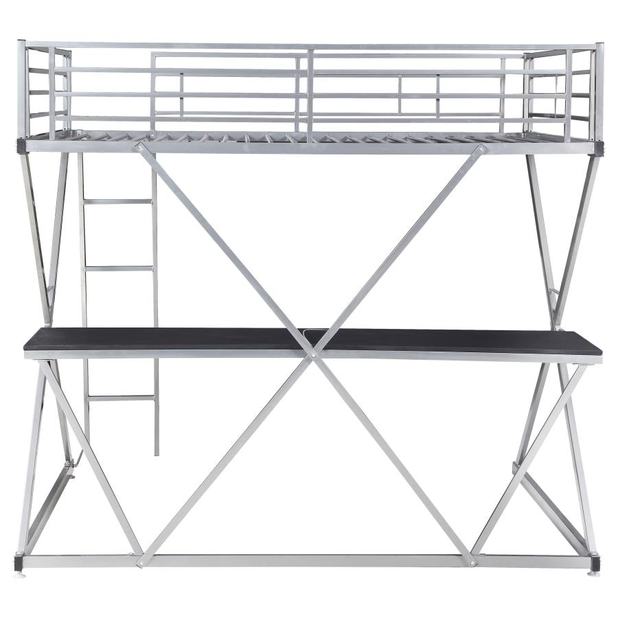 (image for) Hyde Metal Full Workstation Loft Bed Silver