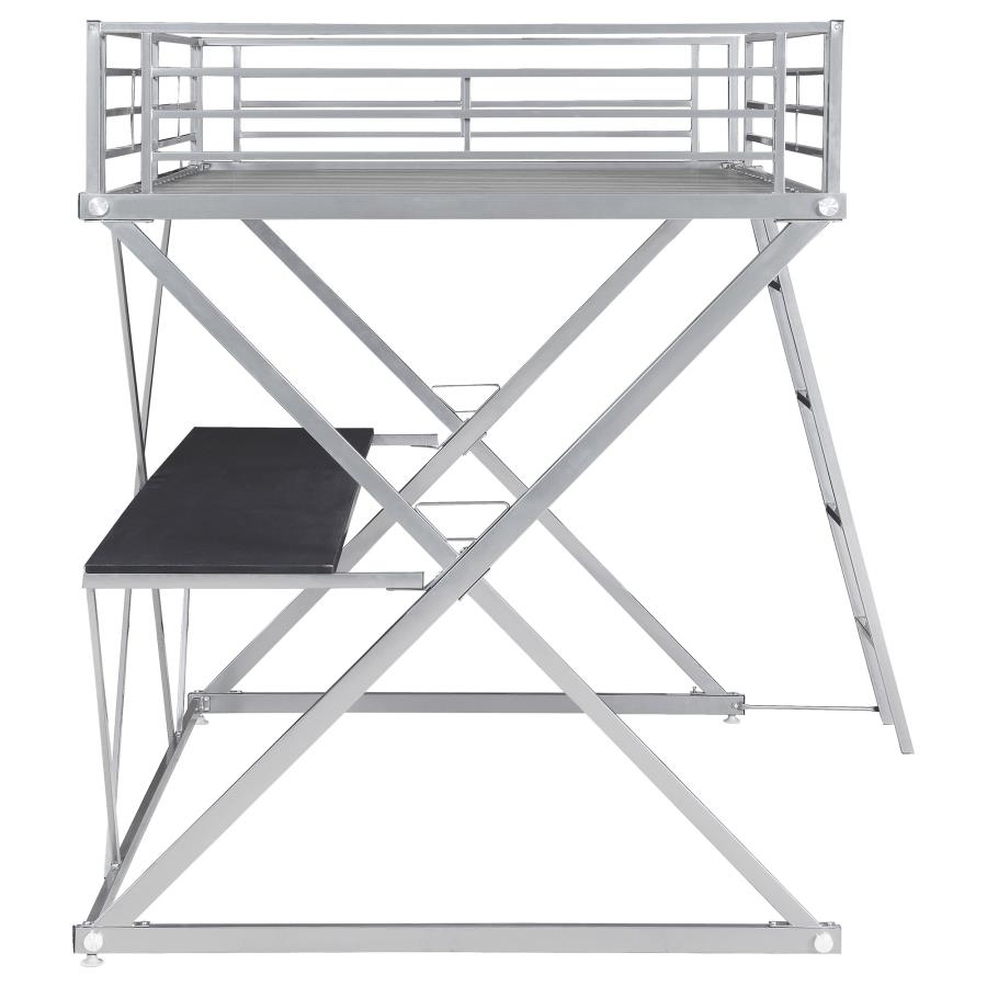 (image for) Hyde Metal Full Workstation Loft Bed Silver