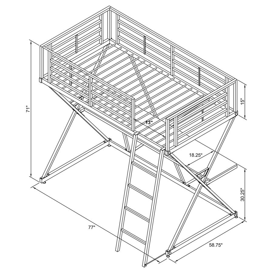 (image for) Hyde Metal Full Workstation Loft Bed Silver