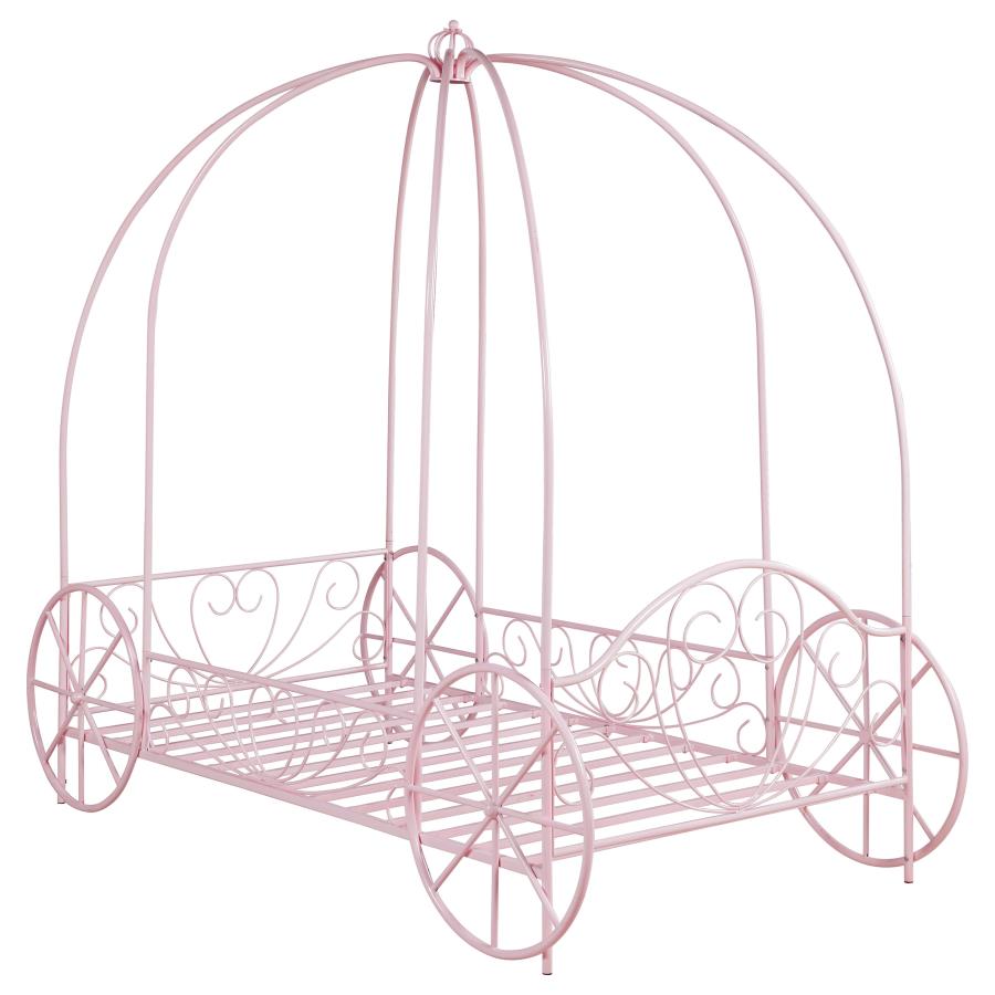 (image for) Massi Metal Twin Canopy Bed Powder Pink