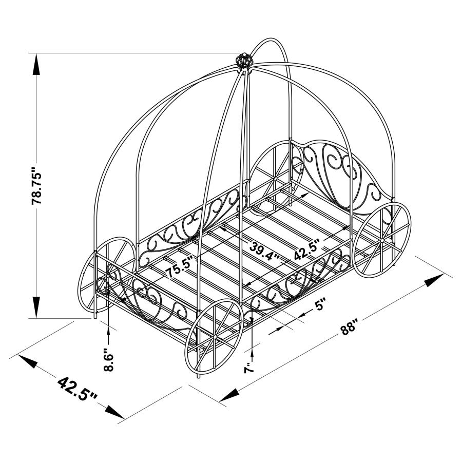 (image for) Massi Metal Twin Canopy Bed Powder Pink