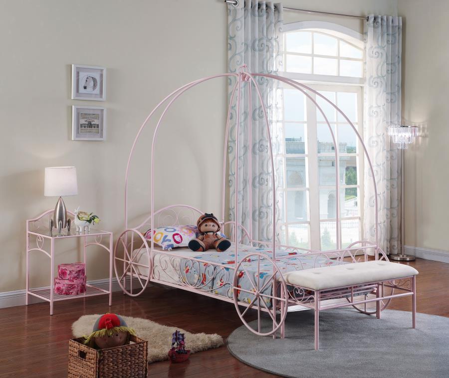 (image for) Massi Metal Twin Canopy Bed Powder Pink