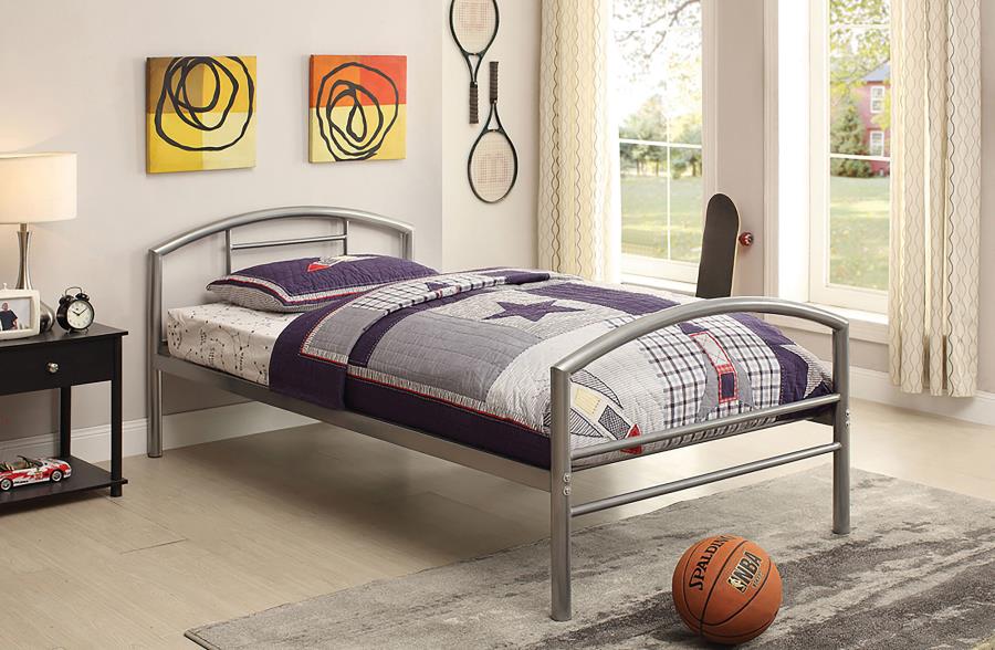 (image for) Baines Metal Twin Open Frame Bed Silver