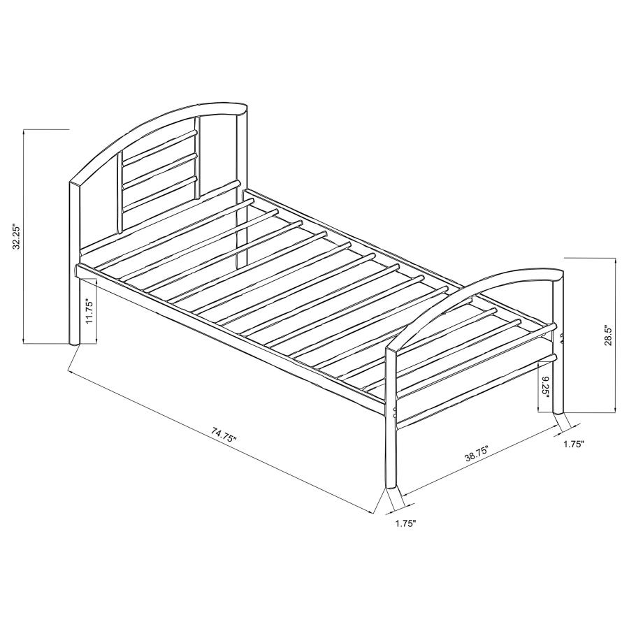 (image for) Baines Metal Twin Open Frame Bed Silver