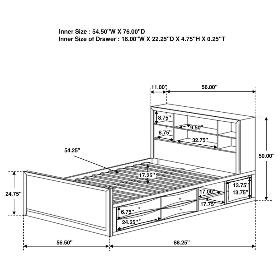 (image for) Phoenix Wood Full Storage Bookcase Bed Cappuccino