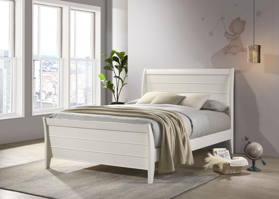 (image for) Selena Wood Full Panel Bed Cream White