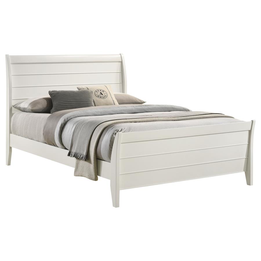 (image for) Selena Wood Full Panel Bed Cream White