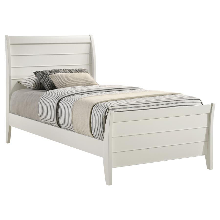 (image for) Selena Wood Twin Panel Bed Cream White