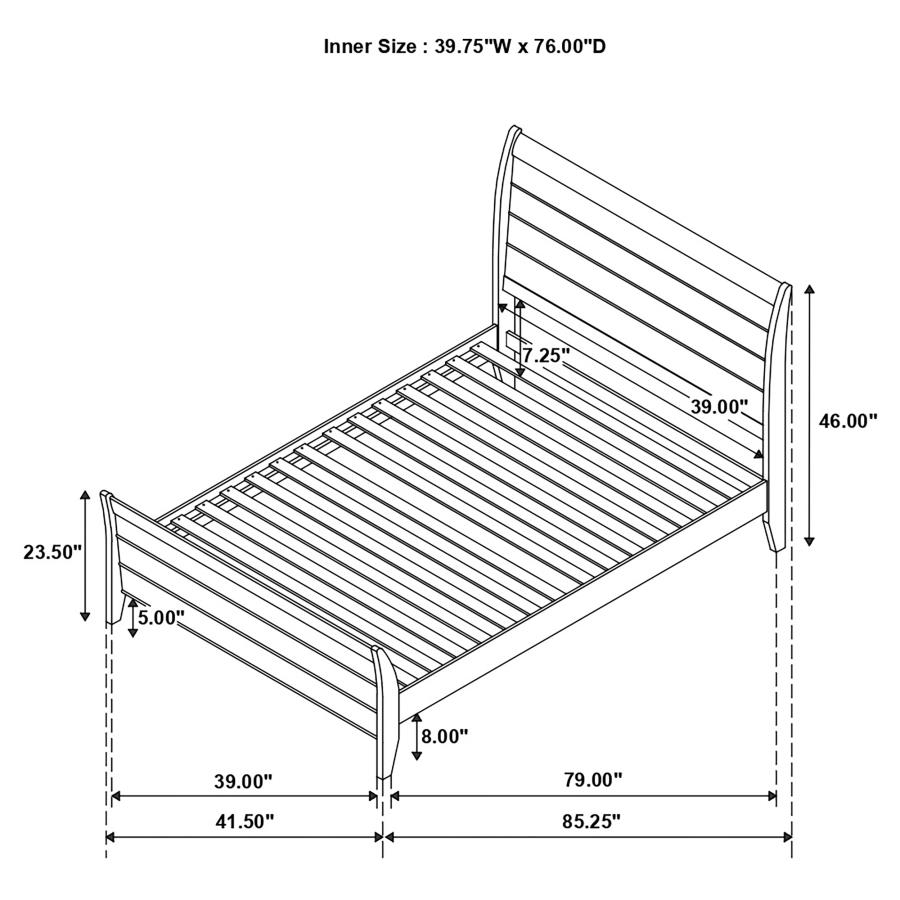 (image for) Selena Wood Twin Panel Bed Cream White