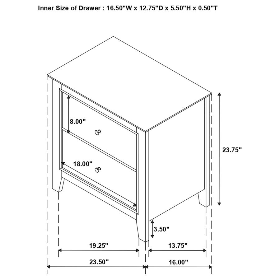 (image for) Selena 2-drawer Youth Nightstand Cream White